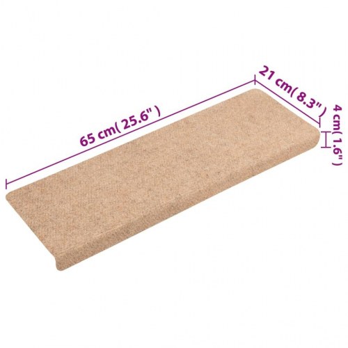 Trappemåtter selvklæbende - 5 stk., 65×21×4 cm, lysebrun, rektangulær kant