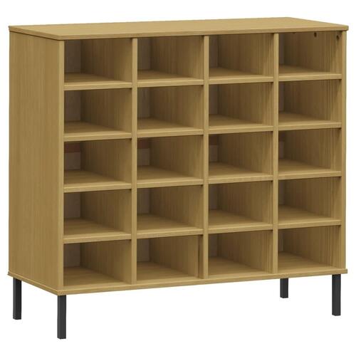Skoreol med metalben OSLO 95x35x86 cm massivt træ brun