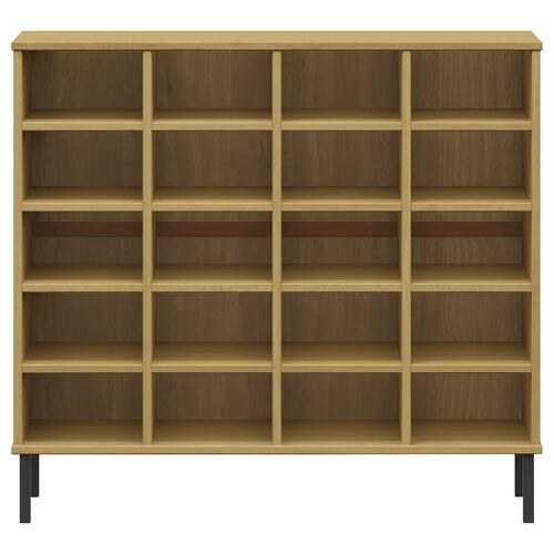 Skoreol med metalben OSLO 95x35x86 cm massivt træ brun