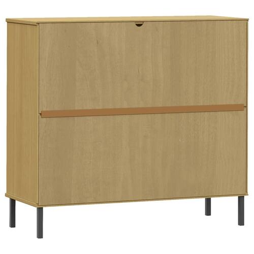 Skoreol med metalben OSLO 95x35x86 cm massivt træ brun