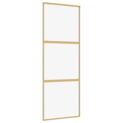Skydedør 76×205 cm - klart sikkerhedsglas og aluminium, guldfarvet