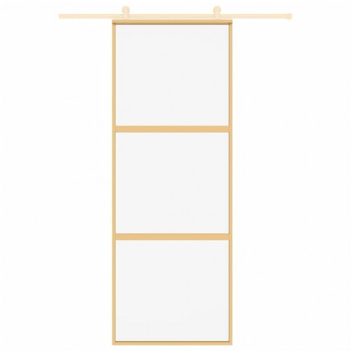 Skydedør 76×205 cm - klart sikkerhedsglas og aluminium, guldfarvet