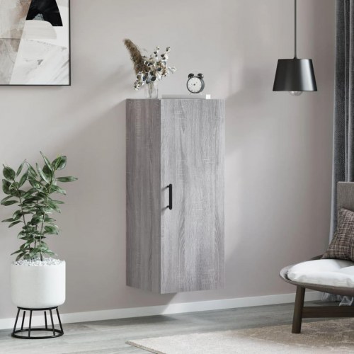Vægskab 34,5 × 34 × 90 cm - grå sonoma-eg, væghængt opbevaringsskab