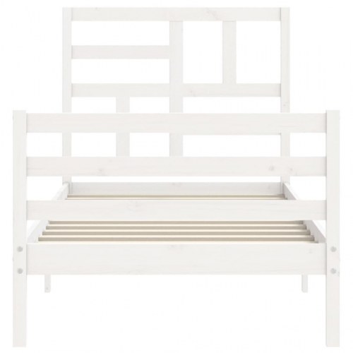 Sengeramme med sengegavl 100x200 cm massivt træ hvid