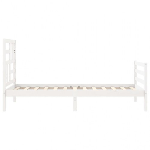 Sengeramme med sengegavl 100x200 cm massivt træ hvid