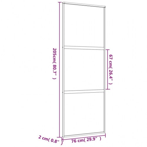 Skydedør 76×205 cm - klart sikkerhedsglas og aluminium, guldfarvet