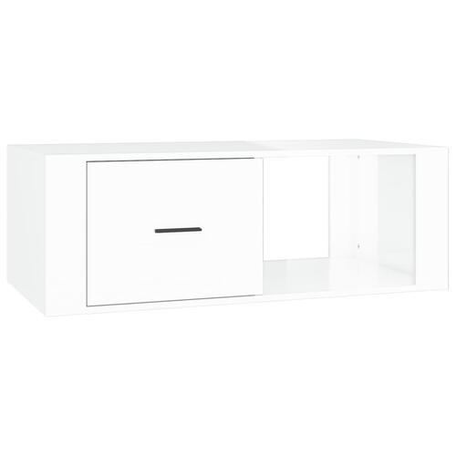 Sofabord 100x50,5x35 cm konstrueret træ hvid højglans