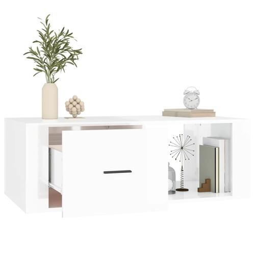 Sofabord 100x50,5x35 cm konstrueret træ hvid højglans