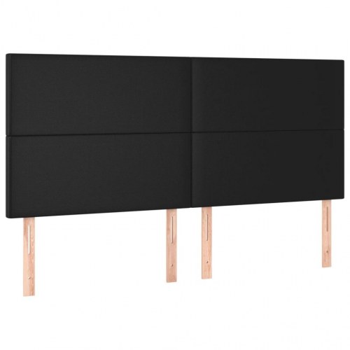 Sengegavl med LED-lys 160 x 5 x 118/128 cm - sort
