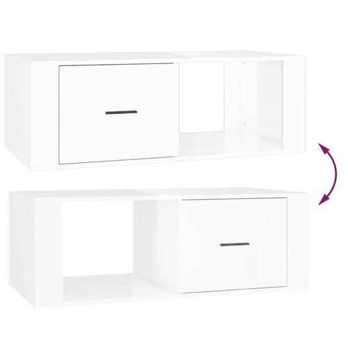 Sofabord 100x50,5x35 cm konstrueret træ hvid højglans