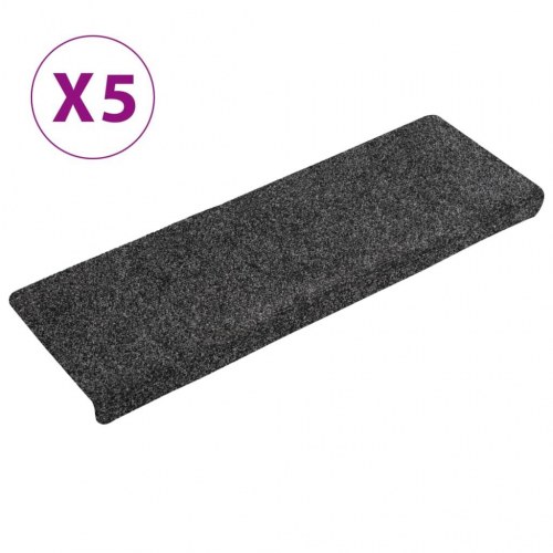 Trappemåtter selvklæbende - 5 stk., 65×21×4 cm, mørkegrå, rektangulær kant