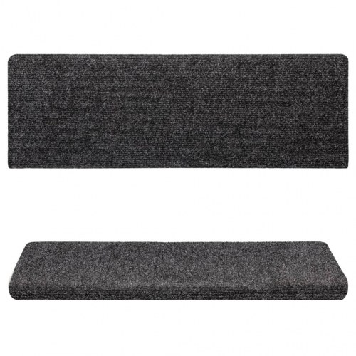 Trappemåtter selvklæbende - 5 stk., 65×21×4 cm, mørkegrå, rektangulær kant