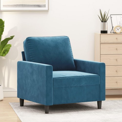 Lænestol i velour - 60 cm sæde, blå