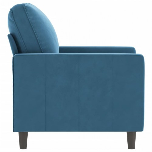 Lænestol i velour - 60 cm sæde, blå