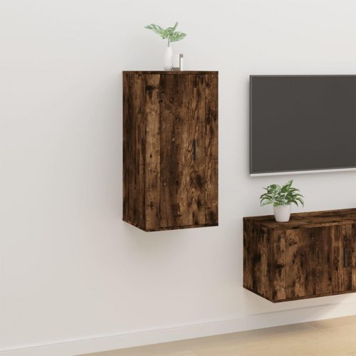 Væghængt tv-skab 40 × 34,5 × 80 cm - røget egetræ