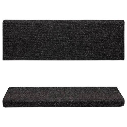 Trappemåtter 10 stk. 65x21x4 cm tuftet sort