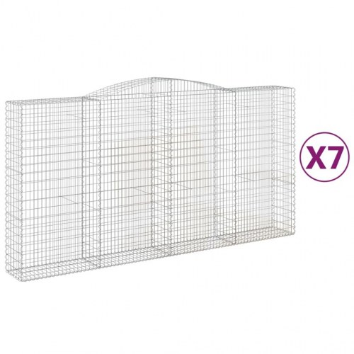 Buede gabionkurve - 7 stk. 400×50×200/220 cm i galvaniseret jern