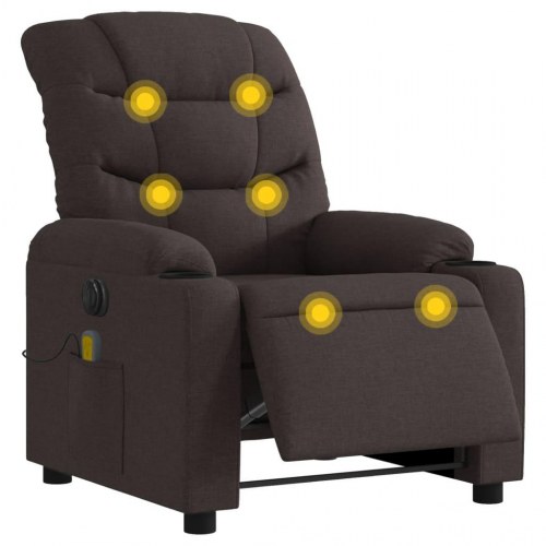 Eldrevet massagestol i stof - mørkebrun, 6-punkts vibration