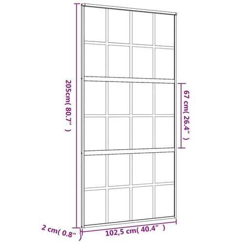Skydedør 102,5x205 cm klart sikkerhedsglas og aluminium gylden