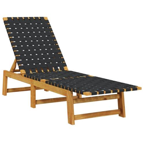 Liggestol med bord massivt akacietræ og stof sort