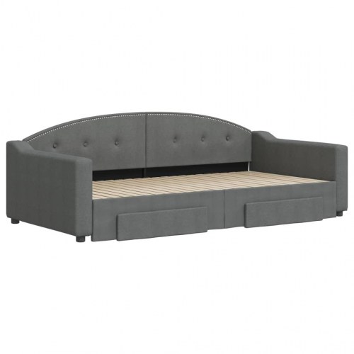 Daybed med udtræk og skuffer 100x200 cm stof mørkegrå