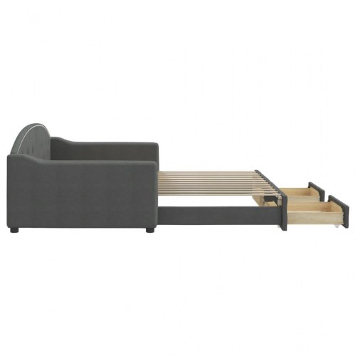 Daybed med udtræk og skuffer 100x200 cm stof mørkegrå