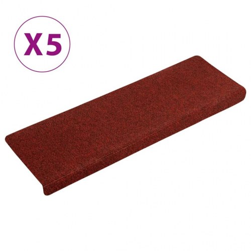 Trappemåtter selvklæbende - 5 stk. 65 × 21 × 4 cm, bordeauxrød, rektangulær kant