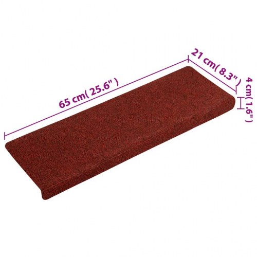 Trappemåtter selvklæbende - 5 stk. 65 × 21 × 4 cm, bordeauxrød, rektangulær kant
