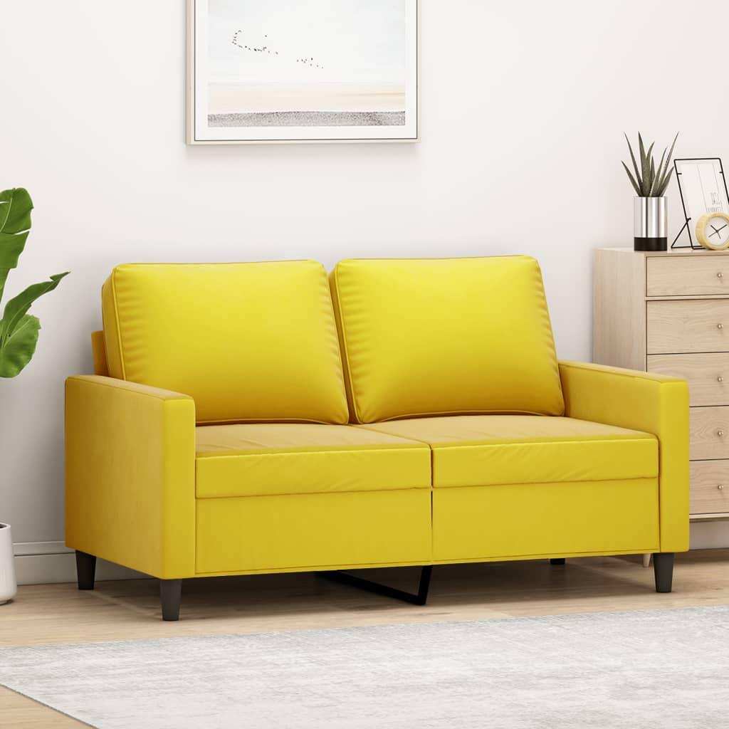 2-personers sofa 120 cm fløjl gul