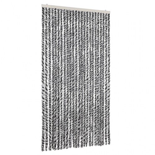 Flueforhæng i chenille 100 × 230 cm - grå, sort og hvid