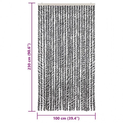 Flueforhæng i chenille 100 × 230 cm - grå, sort og hvid