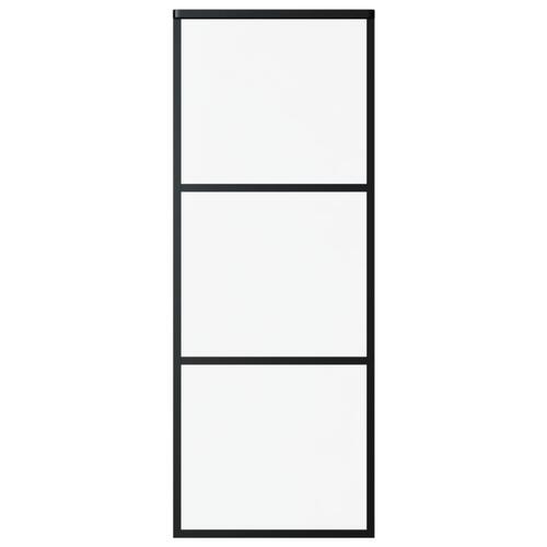 Skydedør m. monteringssæt 76x205 cm sikkerhedsglas og aluminium