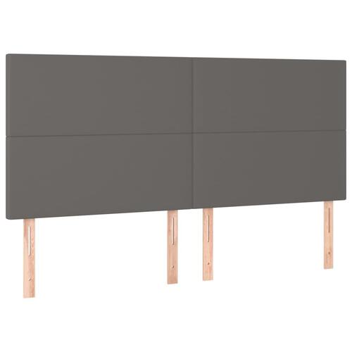 Sengegavl med LED-lys 180x5x118/128 cm kunstlæder grå