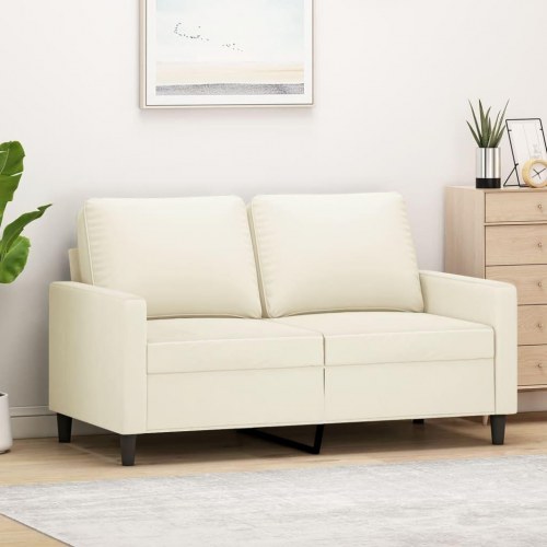 2-personers sofa i velour - cremefarvet, sædebredde 120 cm