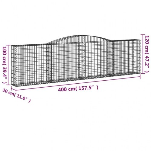 Buede gabionkurve - 6 stk. 400×30×100/120 cm i galvaniseret jern