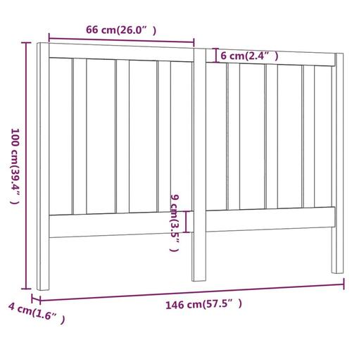 Sengegærde 146x4x100 cm massivt fyrretræ hvid