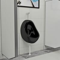 Væghængt urinal med skylleventil keramisk sort