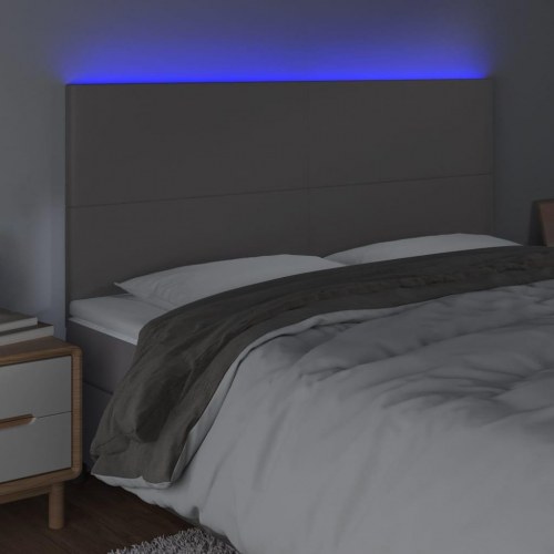 Sengegavl med LED-lys 200 x 5 x 118/128 cm - grå