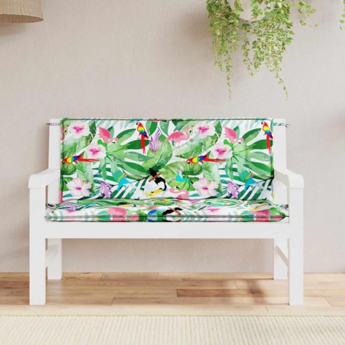 Hynder til havebænk - 2 stk 120 × 50 × 7 cm, stof, flerfarvet