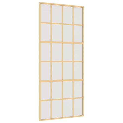 Skydedør 90x205 cm matteret sikkerhedsglas og aluminium gylden