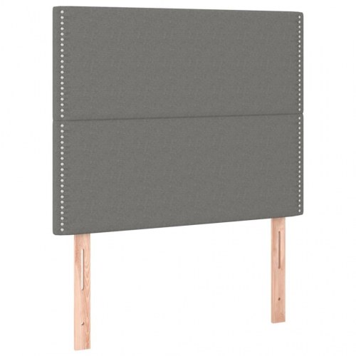 Sengegavl med LED-lys 80x5x118/128 cm stof mørkegrå