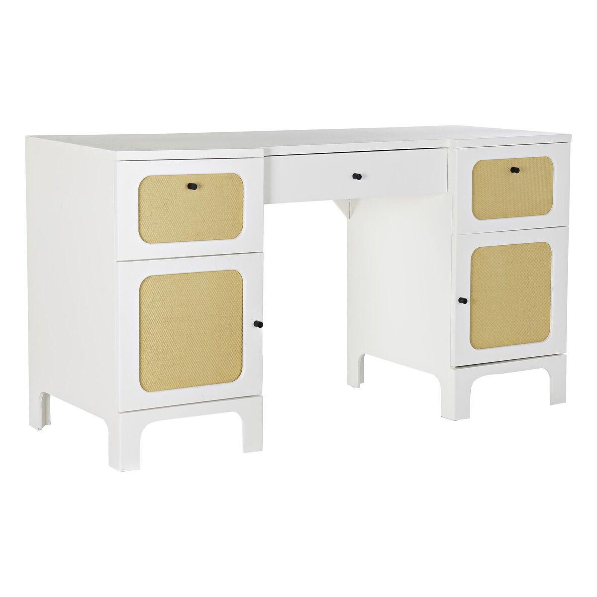 Skrivebord Gran Hvid Rattan 140 X 50 X 76 Cm