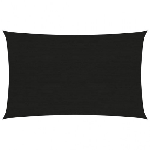 Solsejl 2 × 4,5 m - HDPE 160 g/m², sort rektangulær