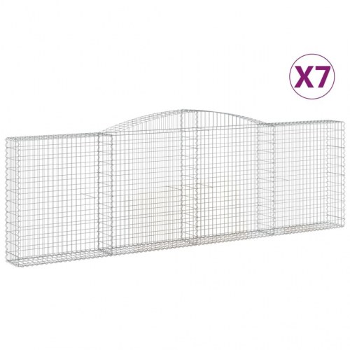Buede gabionkurve - 7 stk. 400 × 30 × 120/140 cm i galvaniseret jern