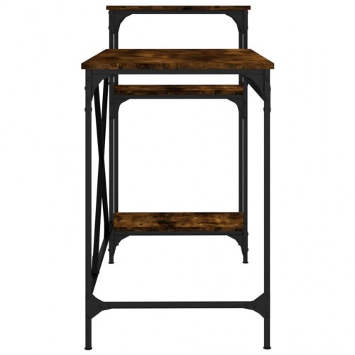 Skrivebord med hylder 135×50×90 cm - røget eg/jer n, industrielt design