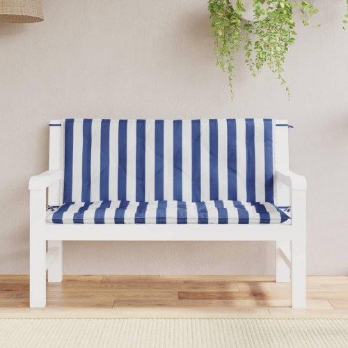 Hynder til havebænk, 2-delt sæt 120×50×7 cm - blå/hvide striber