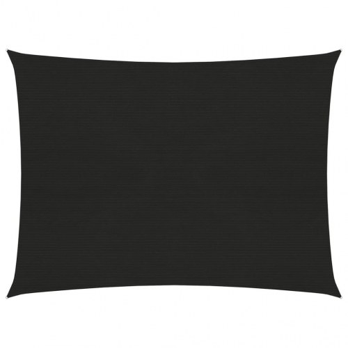 Solsejl 3 × 4 m - HDPE 160 g/m², sort rektangulær