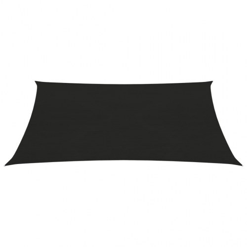 Solsejl 3 × 4 m - HDPE 160 g/m², sort rektangulær