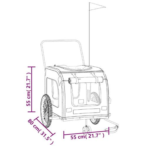 Hundetrailer til cykel oxfordstof og jern orange og sort