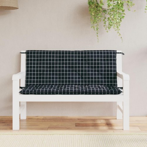 Hynder til havebænk 2 stk 120x50x7 cm stof ternet sort